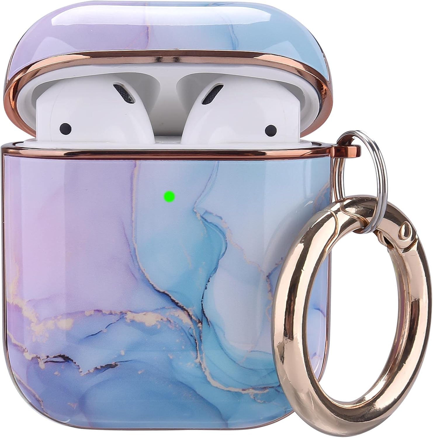 OLEBAND Case Fit for Airpod with Keychain and Cute Skin,Hard iPods 1st 2nd Gen Cover for Women and Girls,Accessory Sets fit for Air pod 2/1 Generation,Watercolor Marble