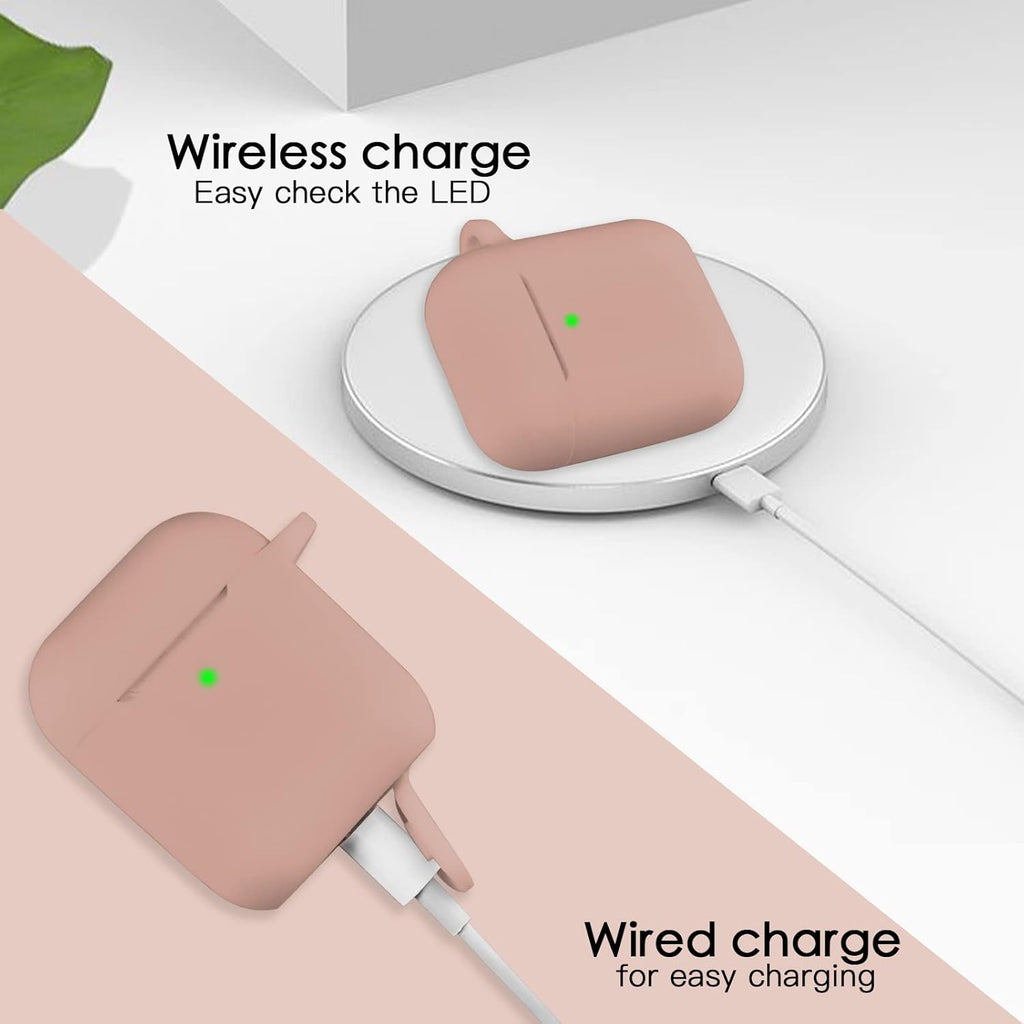 OLEBAND Case Fit for Airpod 1st/2nd Generation with Cute Bling Keychain,iPods Silione Cover Compatible for Apple Air pod/iPod 2 and 1 Gen Case,LED Visible,for Women and Girls,Milk Tea