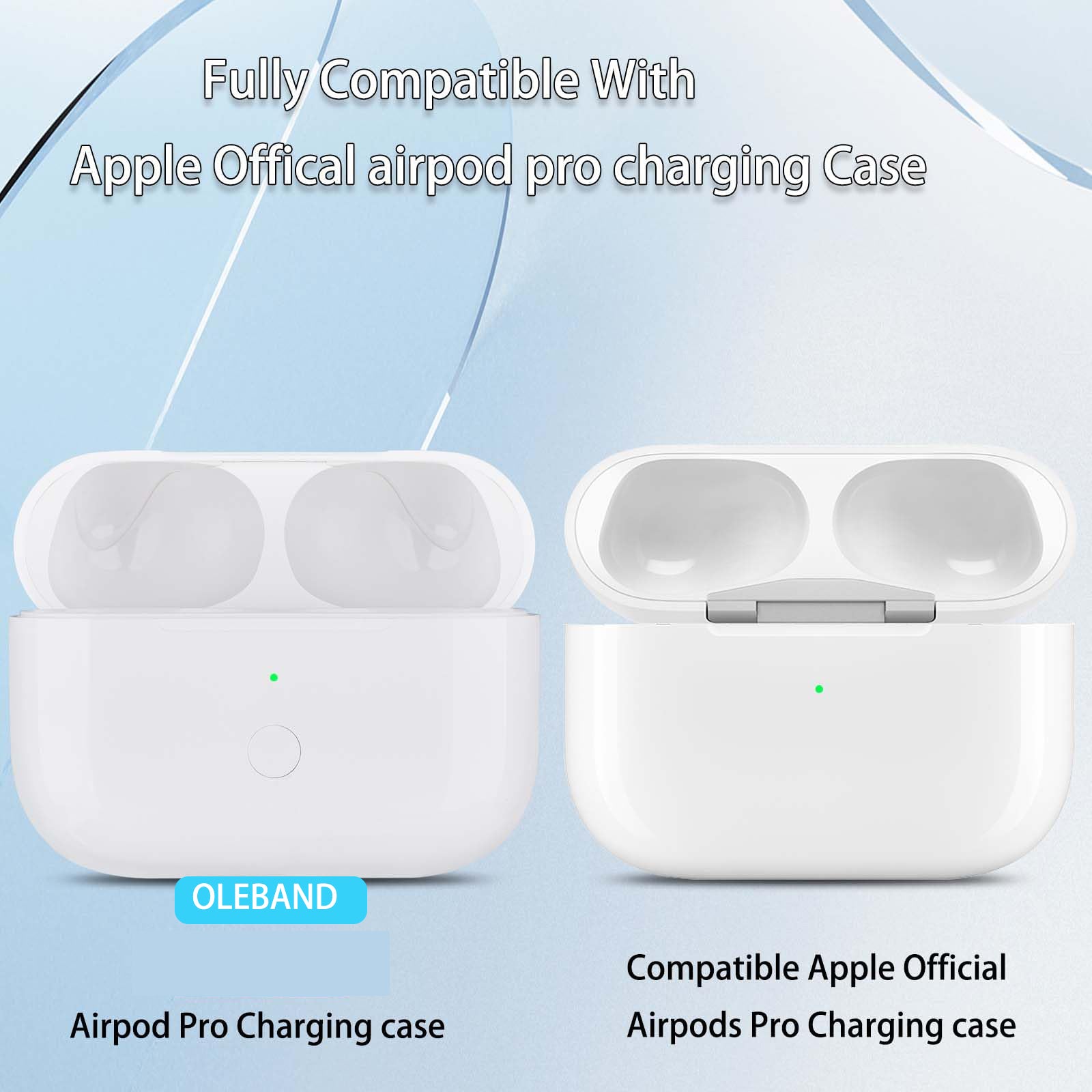 Replacement for Airpods Pro 2&1 Charging Case:Easy to Pair Your Air pods Pro Earbuds with Pairing Button,OLEBAND Cases Support Both Wired and Wireless Charging,OLEBAND for iPods Pro 1st/2nd Gen
