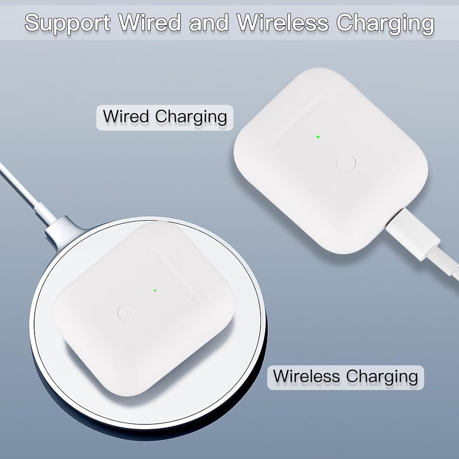 Replacement for Airpods 2 and 1 Charging Case,Support Both Wired and Wireless Charging,for iPods 2nd and 1st Generation Charger case(AP2C01)