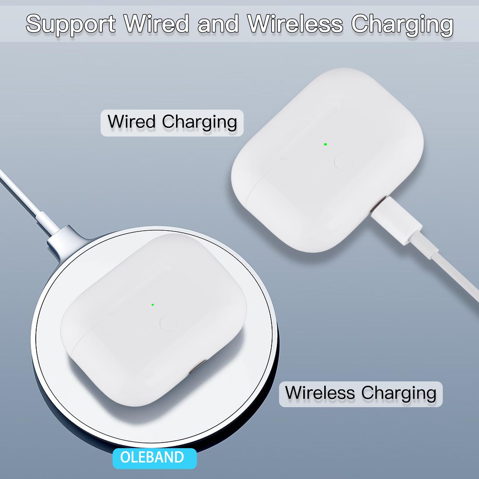 Replacement for Airpods Pro 2&1 Charging Case:Easy to Pair Your Air pods Pro Earbuds with Pairing Button,OLEBAND Cases Support Both Wired and Wireless Charging,OLEBAND for iPods Pro 1st/2nd Gen