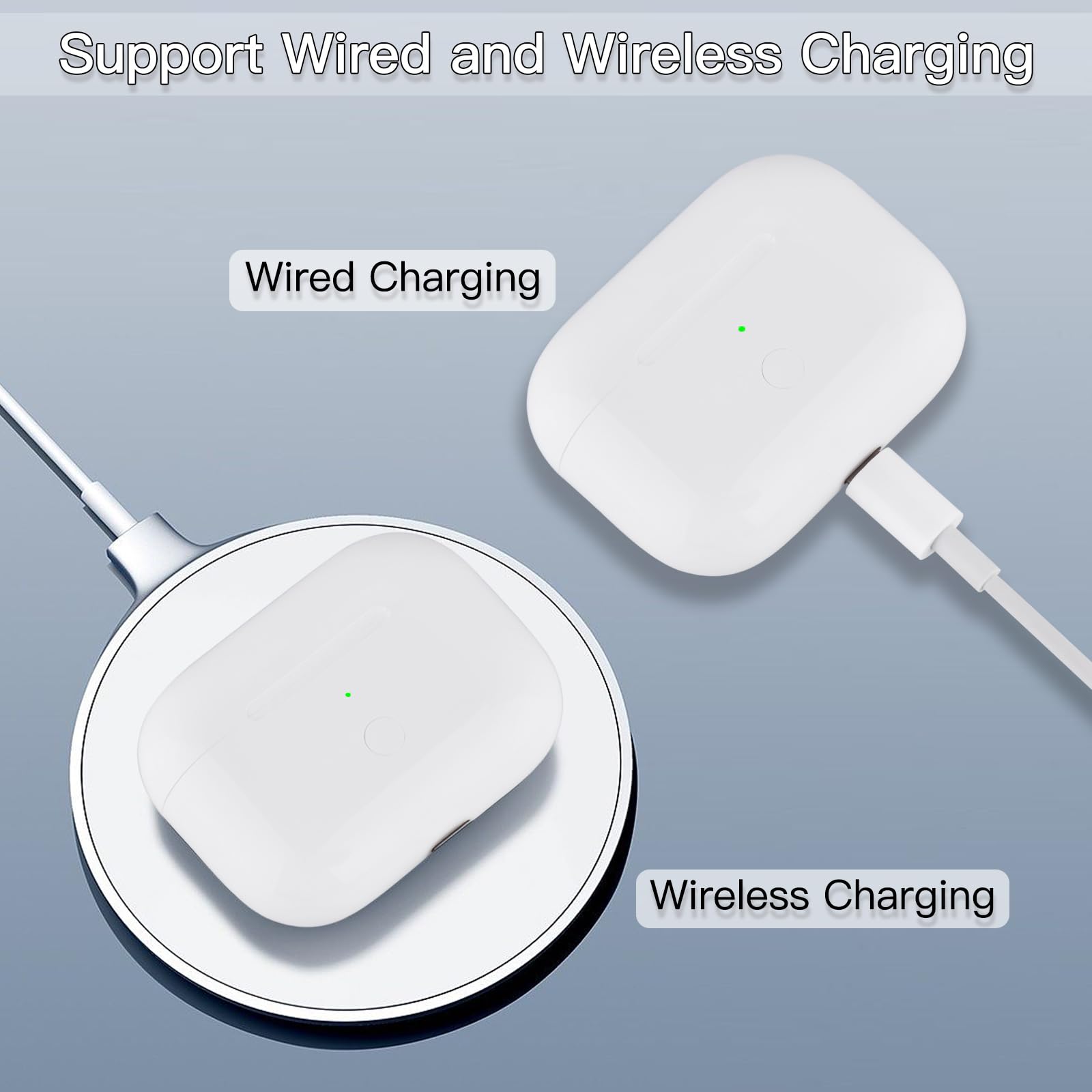 Replacement for Airpods Pro 2&1 Charging Case:Easy to Pair Your Air pods Pro Earbuds with Pairing Button,Support Both Wired and Wireless Charging,for iPods Pro 1st/2nd Gen Charger case