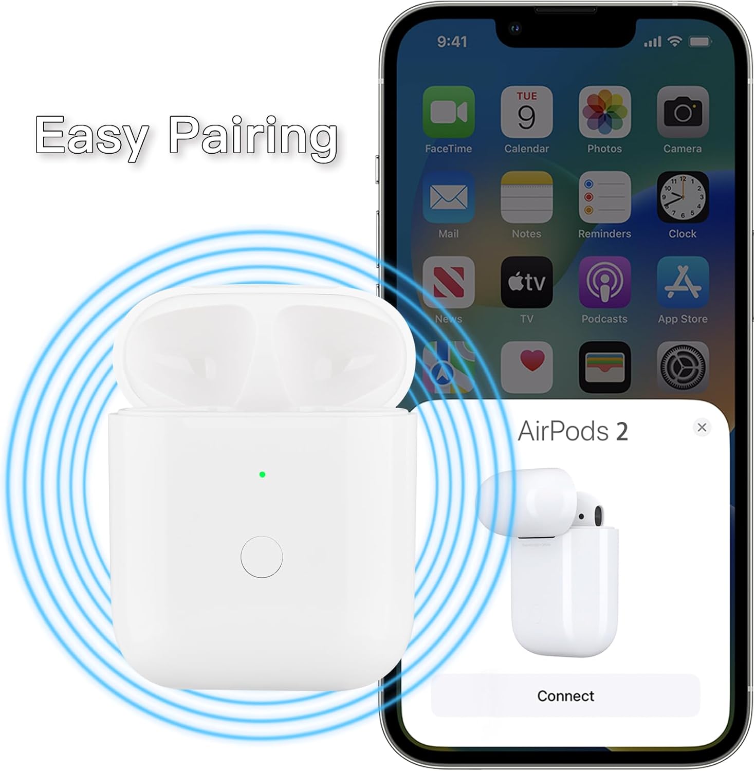 Replacement for Airpods 2 and 1 Charging Case,Support Both Wired and Wireless Charging,for iPods 2nd and 1st Generation Charger case(AP2C01)