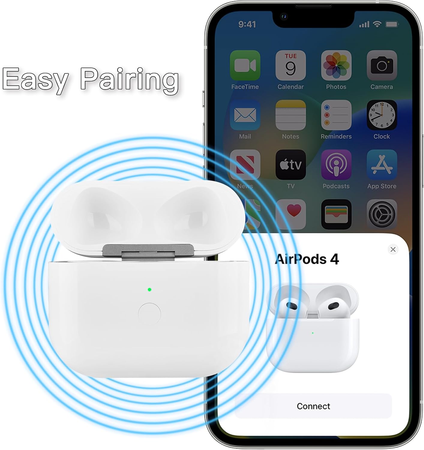 Replacement Charging Case for AirPods 4th Generation USB-C,Wireless Charger Cases Compatible with Airpod 4 gen Replacement case, Support Blue-Tooth Pairing,(AP4C01)